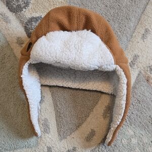 Carhartt Kids Fleece Hat in Brown and White